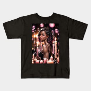 Super Hot Anime Woman of Color with Candles Kids T-Shirt